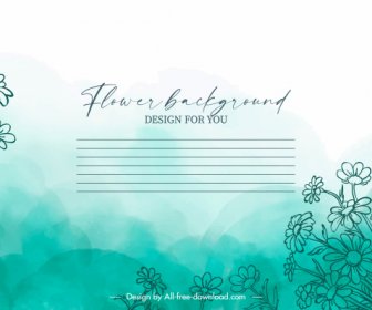 Floral Card Background Classical Handdrawn Design