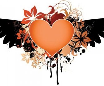 Floral Design Elements Heart With Wings Vector