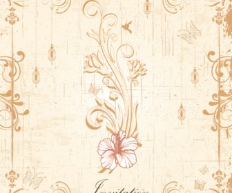 Floral Elegant Invitation Cards Vector Set