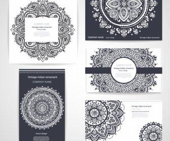 Floral Ornaments Pattern Cards Vector