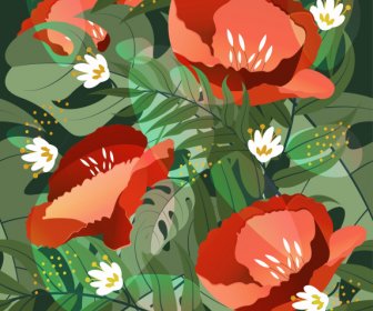 Pintura Floral Esboço Clássico Colorido Da Flor Do Closeup