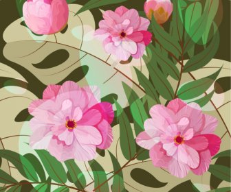 Floral Pattern Blooming Sketch Colorful Classic Design