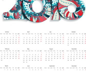 Vector Calendar16 Floreali