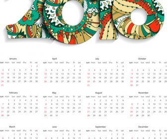 Vector Calendar16 Floreali