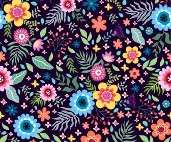 Floral Pattern Colorful Blooming Messy Design