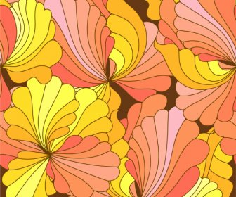Floral Pattern Colorful Closeup Retro Handdrawn Design