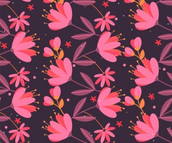 Floral Pattern Template Colored Dark Decor Flat Classic