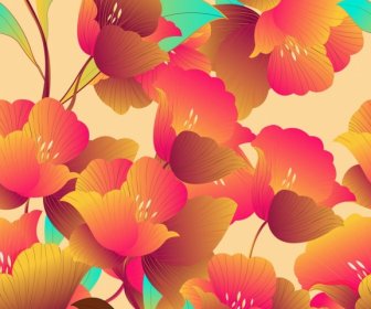 Floral Pattern Template Colorful Classical Decor
