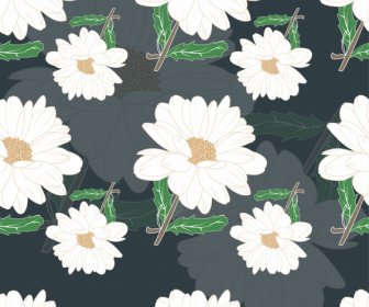 Floral Pattern Template Contrast Blurred Decor Classic Handdrawn