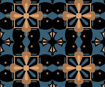 Floral Pattern Template Dark Flat Symmetrical Decor