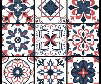 Floral Pattern Templates Retro European Flat Symmetric Decor