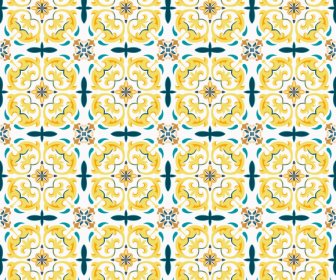 Floral Pattern Yellow Classical Repeating Symmetric Illusion