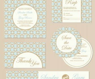 Floral Retro Cards With Element Vector