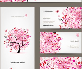 Floral Tree Business Card Design Vector