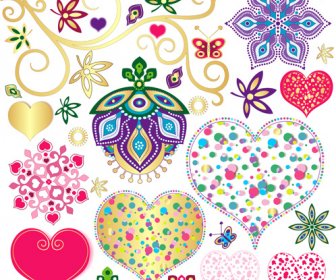 Floral With Heart Pattern Vector