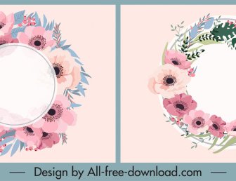 Floral Wreath Icons Colored Classic Flat Design