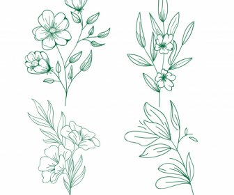 Floras Icons Classic Flat Handdrawn Outline