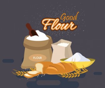 Flour Advertising Banner Bread Cereal Icons Decor