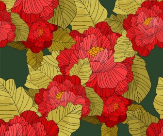 Flower Background Colorful Classical Handdrawn Sketch