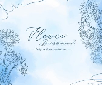 flower background template elegant bright handdrawn design