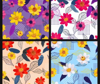 Flower Background Templates Colorful Classical Sketch