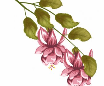 Flower Branch Painting Colored Classical Design
