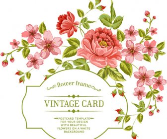 Flower Frame Vintage Card Vector