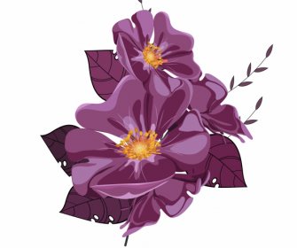 Icono De La Flor Clásico Diseño Violeta Brillante