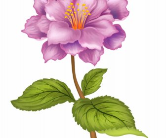 Ikon Bunga Sketsa Gambar Tangan Klasik Berwarna-warni