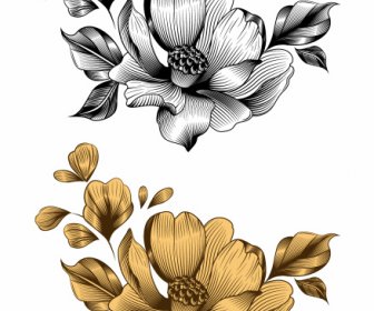 Flower Icon Elegant 3d Sketch