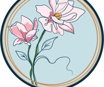 Blume-Label-Vorlage Handgezeichnete Skizze Elegante Retro-Design