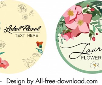Flower Label Templates Elegant Colorful Decor Circle Design