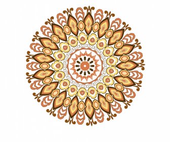 Flower Mandala Sign Icon Symmetrical Illusion Design