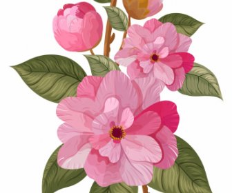 Pintura Floral Brilhante Colorido Esboço Clássico