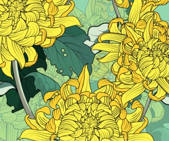 Lukisan Bunga Desain Closeup Klasik Dekorasi Kabur