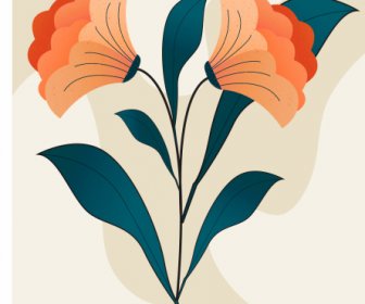 Flower Painting Colored Classical Flat Sketch