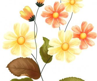 ภาพวาดดอกไม้ที่มีสีสันการออกแบบคลาสสิก -2