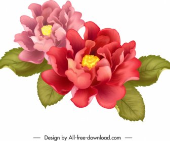 ภาพวาดดอกไม้ที่มีสีสันการตกแต่ง 3 มิติคลาสสิก