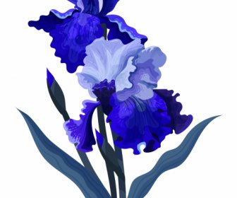 Fleur Peinture Violet Foncé Décor Classique Dessiné à La Main Croquis