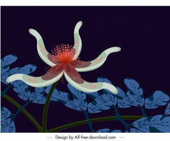 Kwiat Malarstwo 3D Wystrój Ciemny Kolorowy Projekt