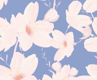 Pola Bunga Dekorasi Kelopak Putih Klasik