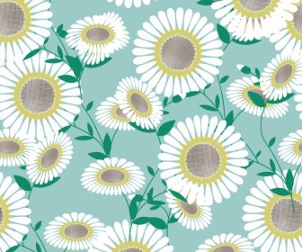 Flower Pattern Template Bright Colored Classical Sketch