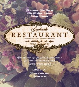 Flower Restaurant Menu Cover Vintage Styles Vector