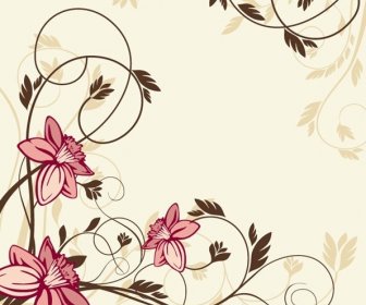 Flower With Swirl Floral Vector Illustration