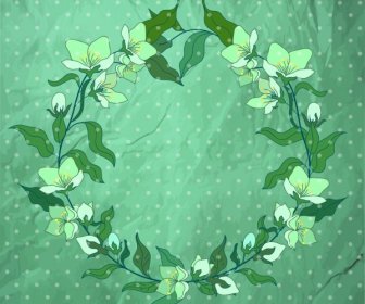 鮮花花環背景經典綠色裝飾