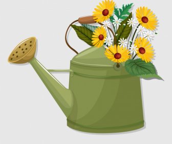 Flowerpot Icon Showering Pot Sketch Classical Design