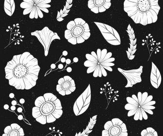 Flowers Background Classical Black White Decor