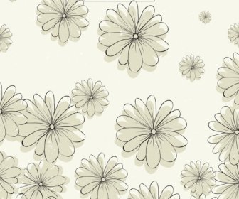 Flowers Background Classical Handdrawn Outline