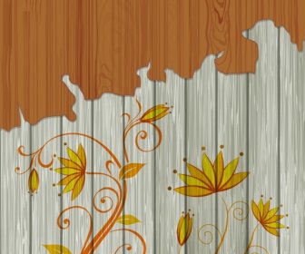 Flowers Background Colored Sketch Scaled Off Wooden Decoration