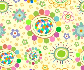 Flowers Background Colorful Circles Curves Decoration
